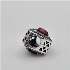 Pandora S925 ALE Sterling Silver Red Sparkling Levelled Heart Charm 799218C02